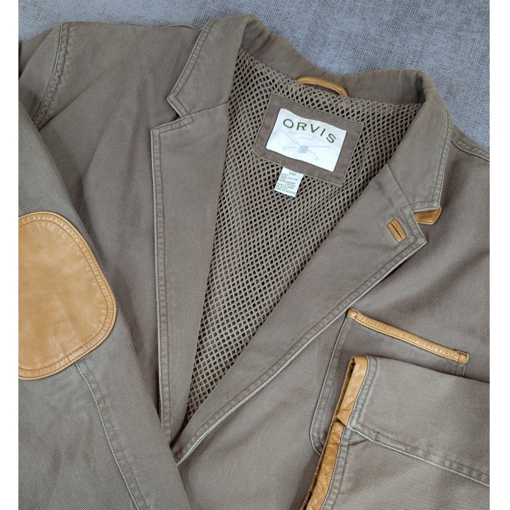 Orvis Field Jacket Mens 54T Zambezi Canvas Leather Trim Elbow Patch Sport Coat